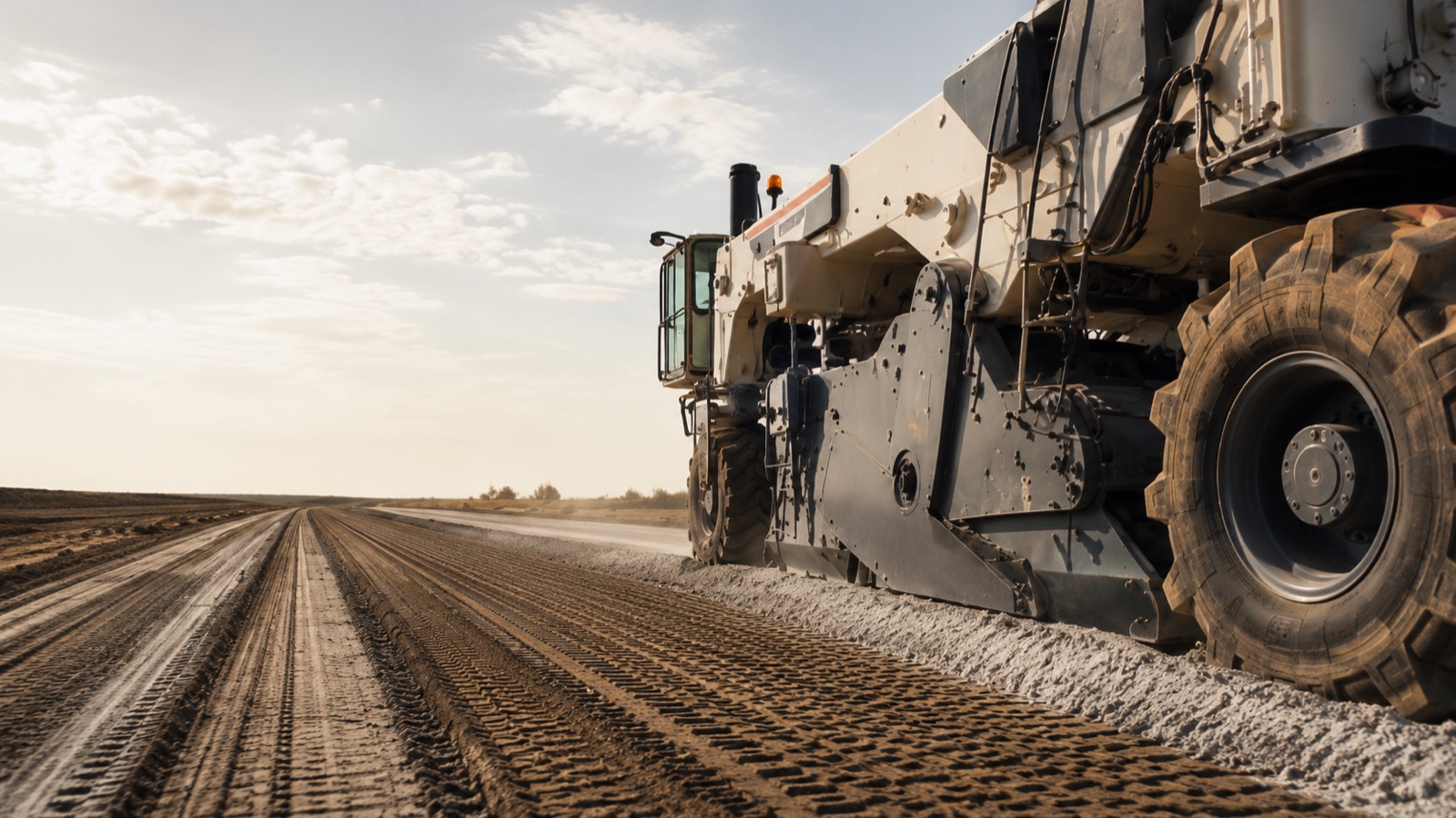 UNISTAB® soil stabiliser laying a stabilised road base